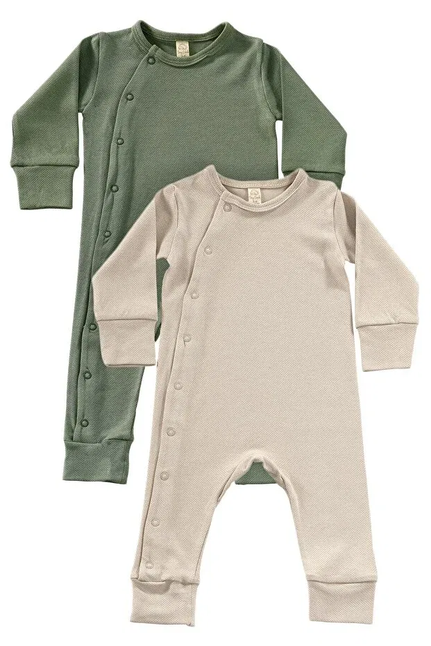Детский комплект боди-комбинезонов с длинным рукавом Tinylamb, Khaki-Beige