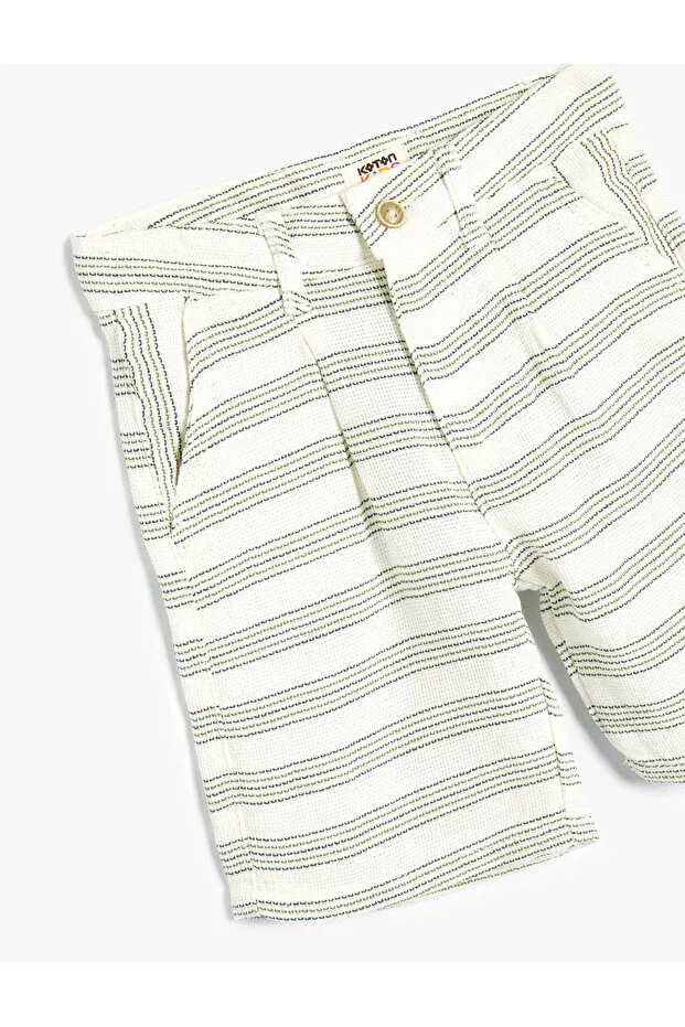 Детские шорты для мальчиков с карманами Koton, Ecru Striped — фото 3