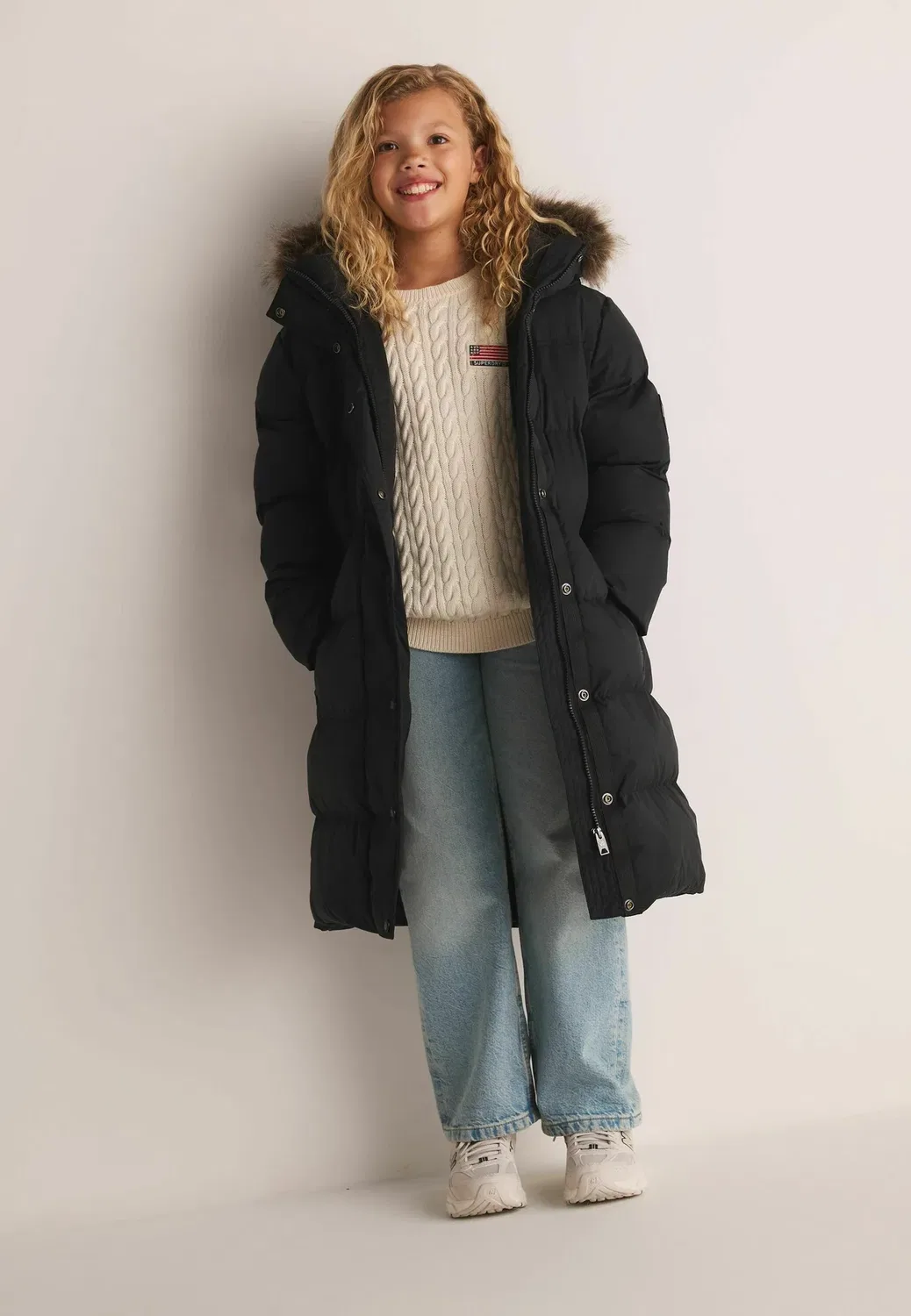 Длинное пуховое пальто Everest - зимнее пальто Superdry & Co, Black