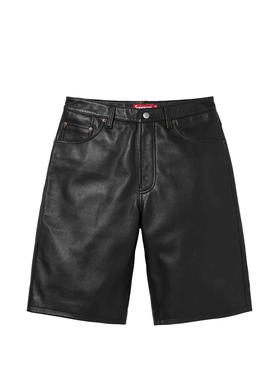 Шорты кожаные Baggy Supreme, черный