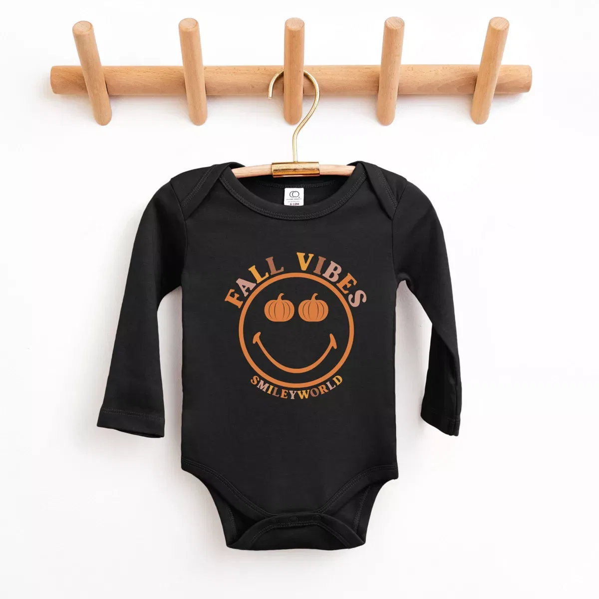 Детский боди с длинным рукавом SmileyWorld Fall Vibes The Juniper Shop, Black — фото 2
