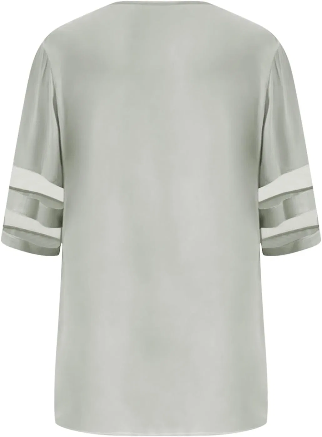 Женский кимоно-кардиган с кружевной отделкой, Open Front Loose Puff Sleeve, Gray — фото 4