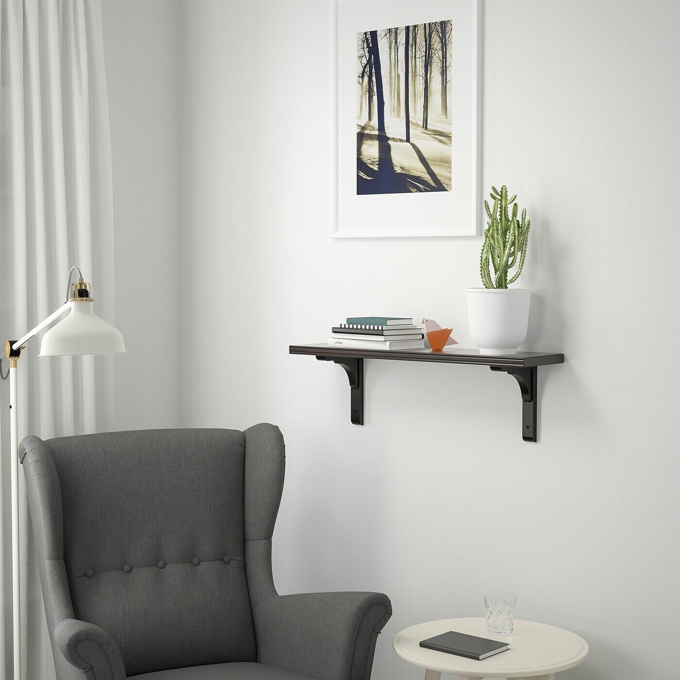 Полка навесная Ikea Bergshult/Ramshult, 80x30 см, черно-коричневый — фото 4