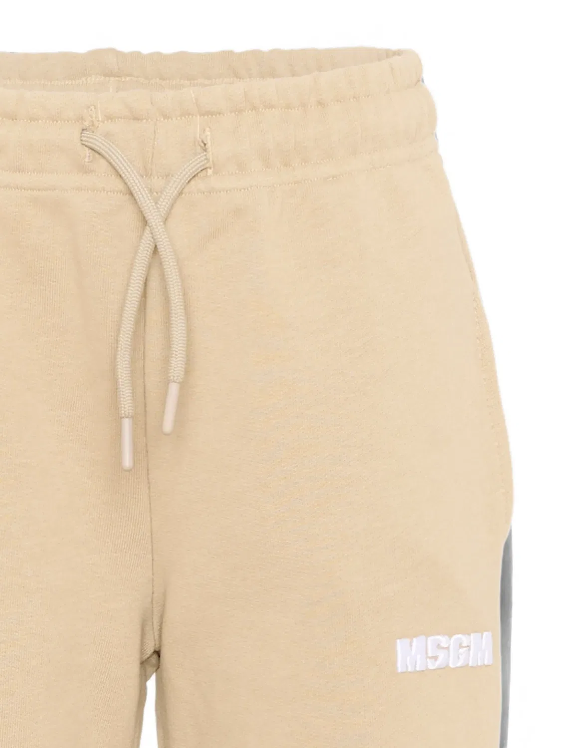Спортивные брюки с кулиской и логотипом Msgm Kids, нейтральные цвета — фото 3