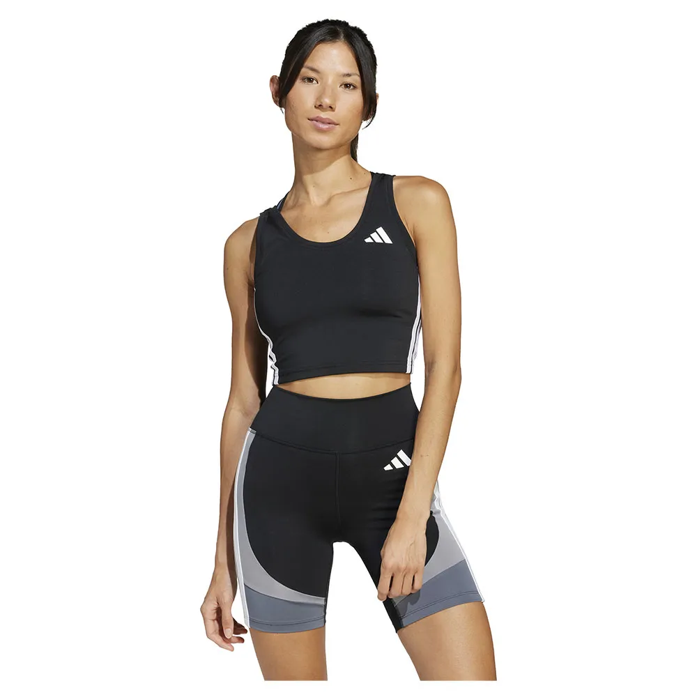 

Футболка без рукавов спортивная adidas Train Essentials 3 Stripes Crop, черный