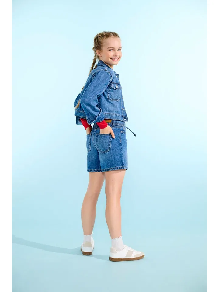 Шорты джинсовые с принтом Gianna Kids Only, синий — фото 2