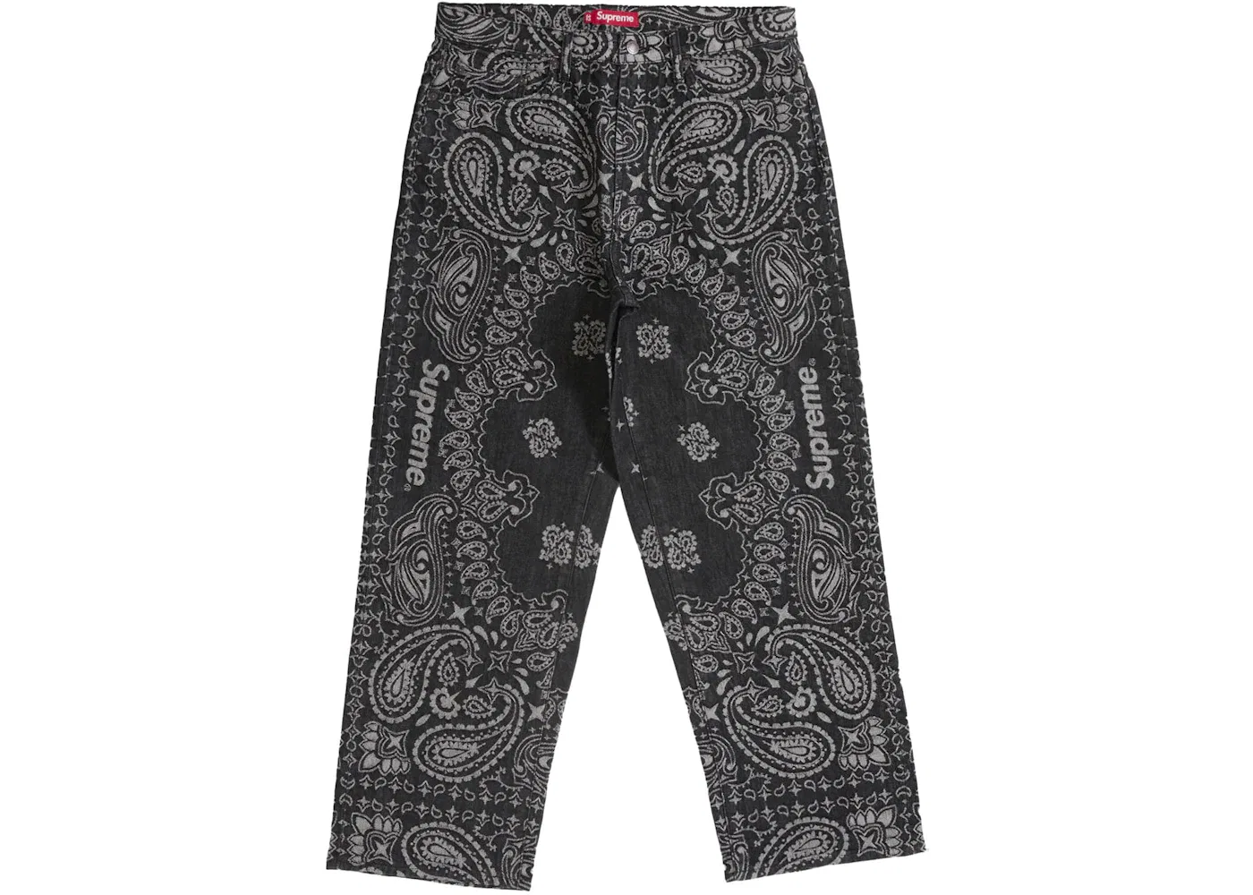 Мужские джинсы свободного кроя с принтом Bandana Jacquard Supreme, Black