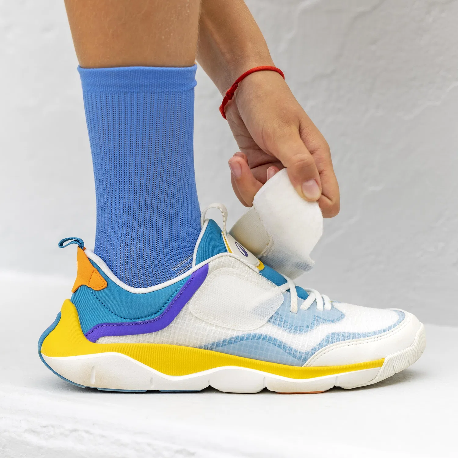 Детские спортивные кроссовки с легким надеванием Playful City Decathlon, Cotton White/Atlantic Blue — фото 2