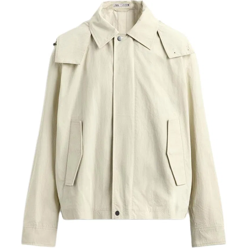 Мужская куртка с капюшоном и отстегивающейся подкладкой ZARA, Raw White