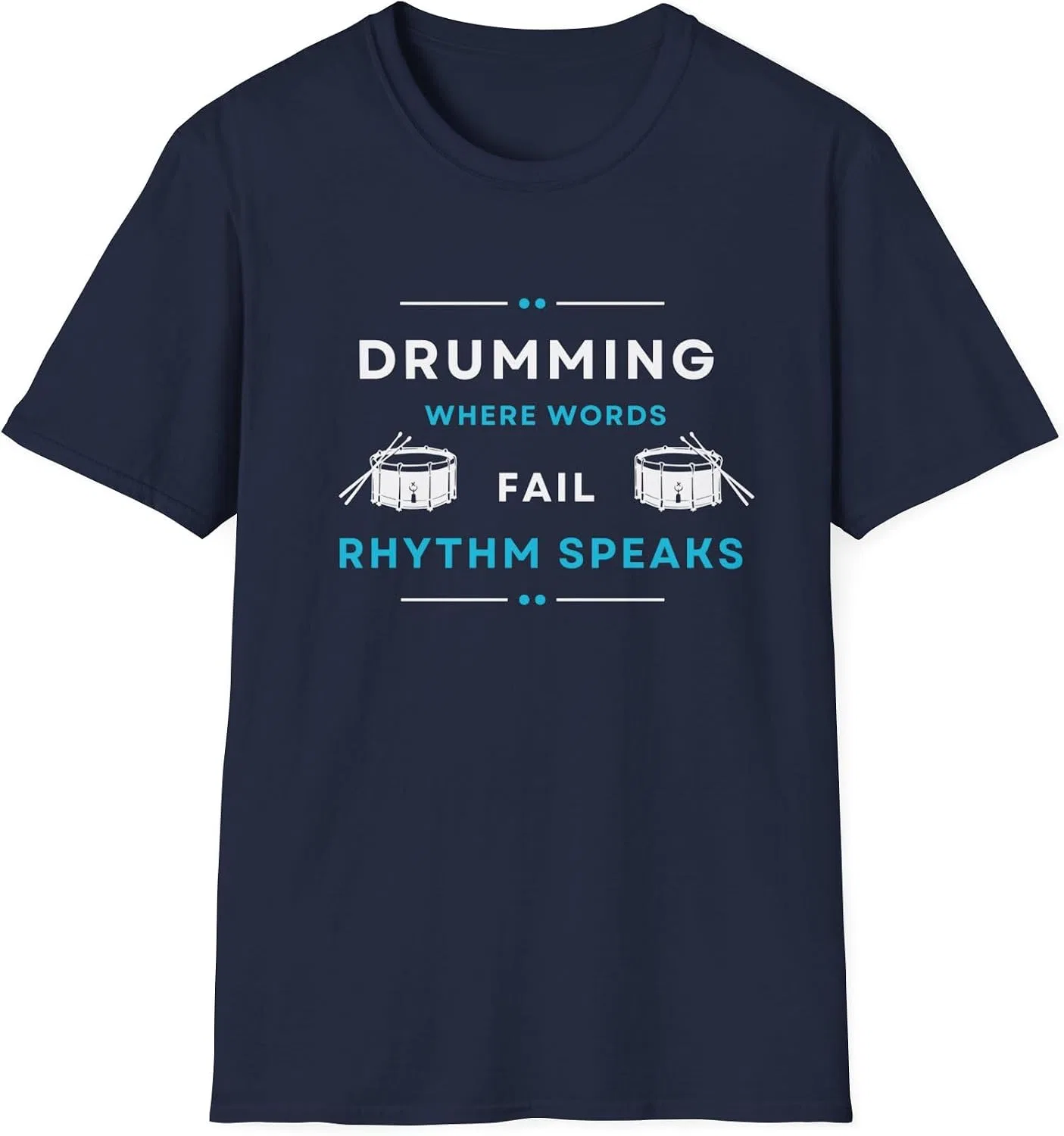 Футболка с принтом Drumming Where Words Fail Gildan, Navy