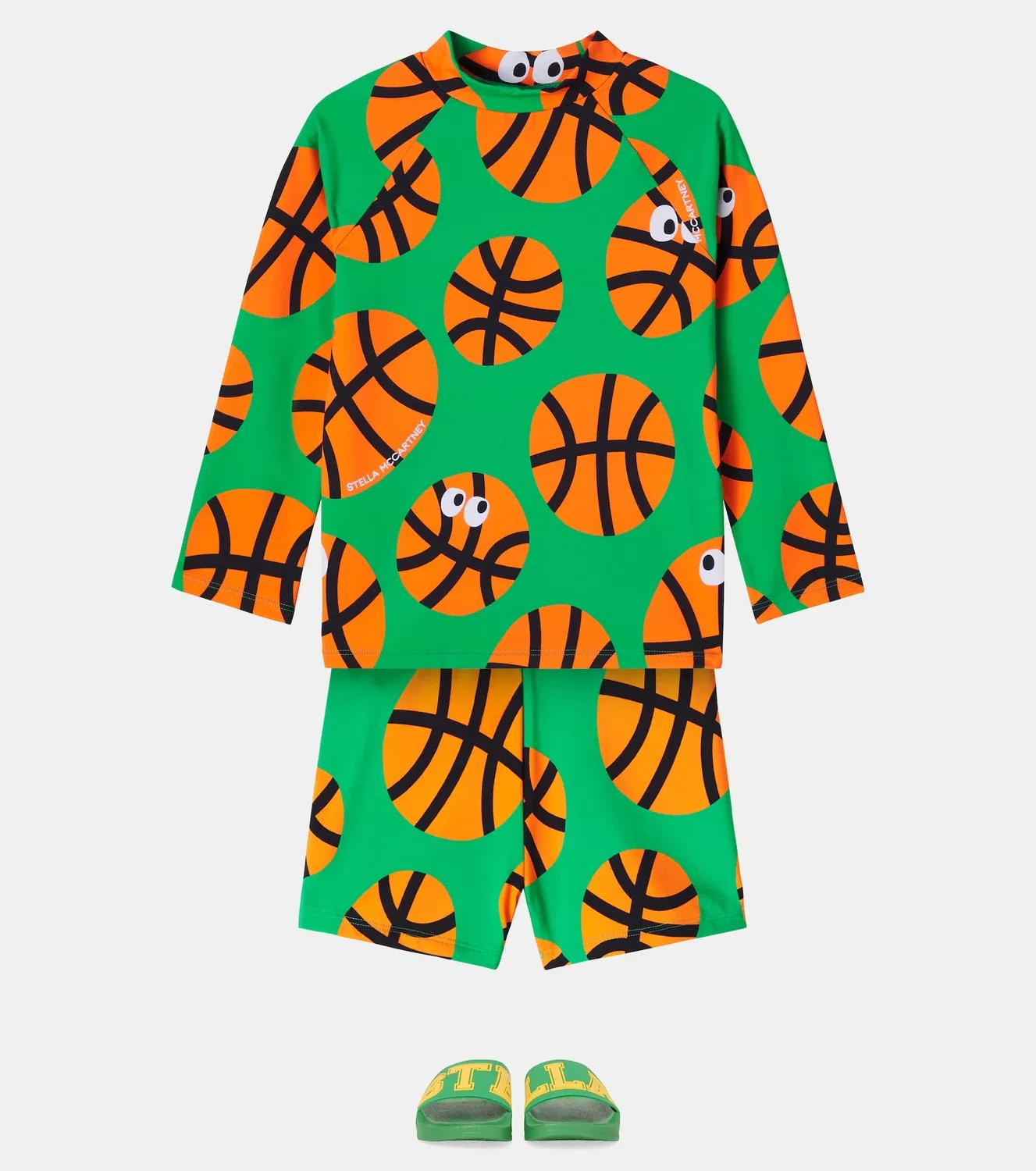 Плавки с принтом баскетбольных мячей Stella Mccartney Kids, зеленый — фото 2