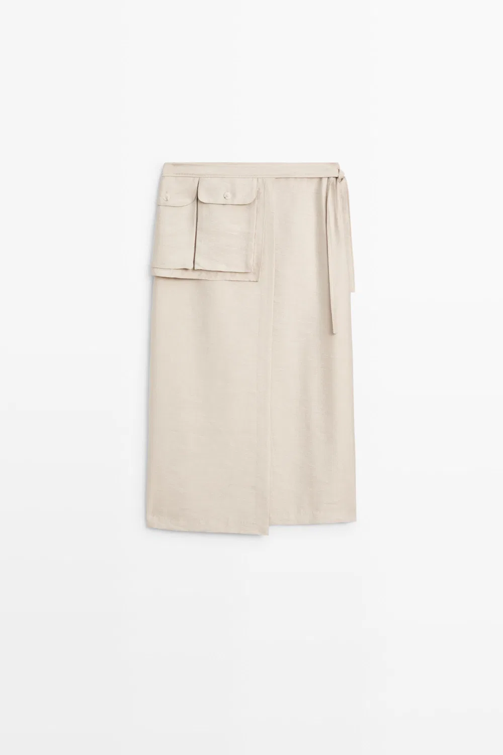 Юбка Massimo Dutti, свободная, с карманами, stone — фото 2