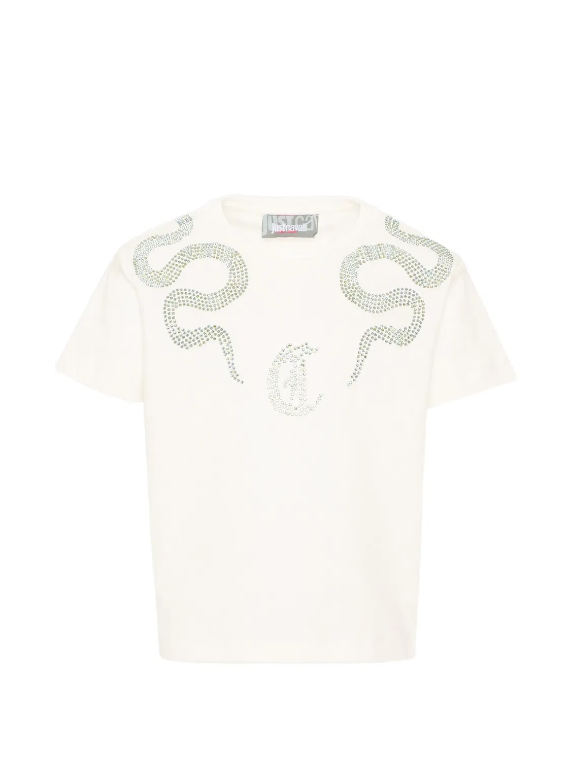 Футболка с логотипом и стразами Just Cavalli Kids, белый