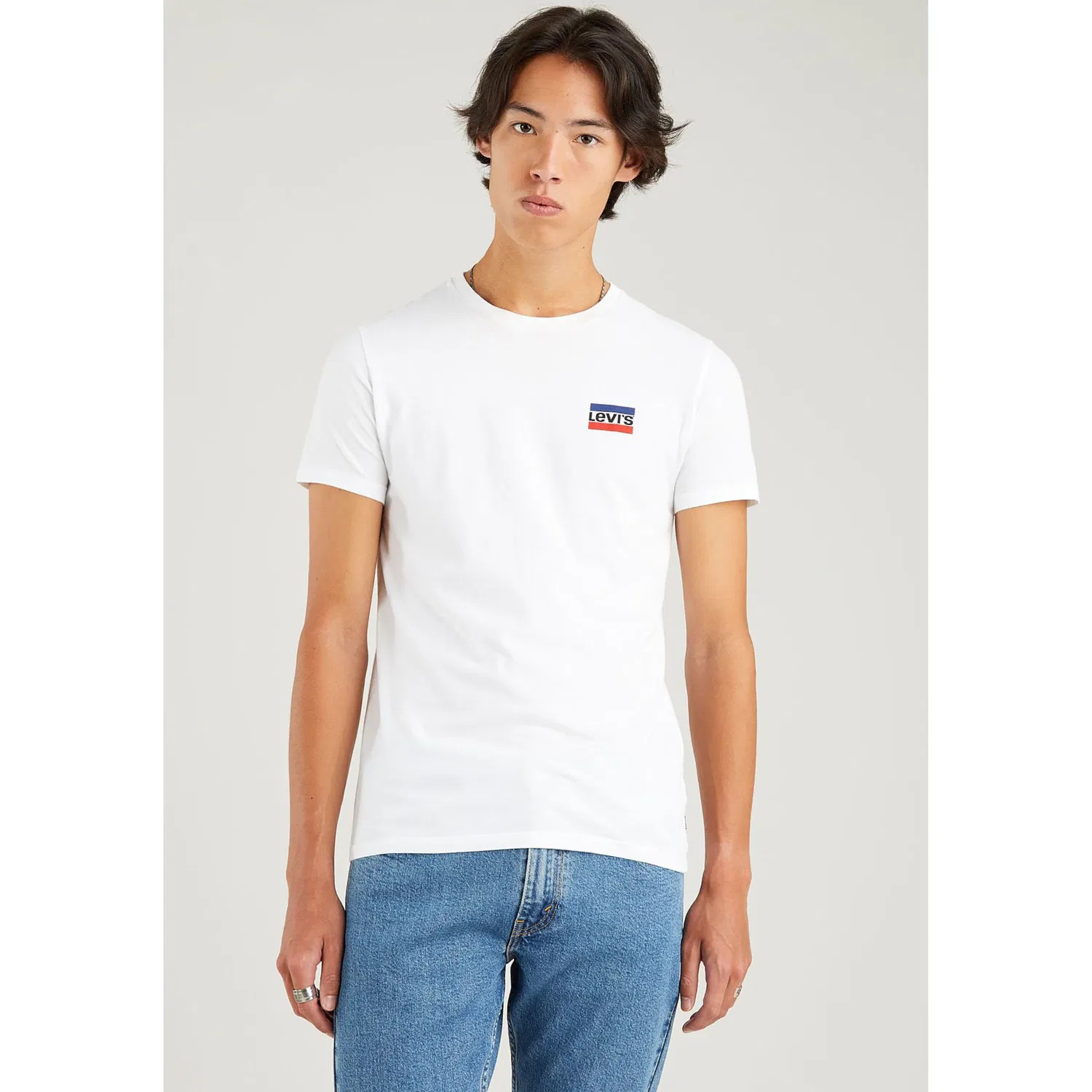 Мужские футболки с круглым вырезом с логотипом Levi's, White/Dress Blues — фото 3
