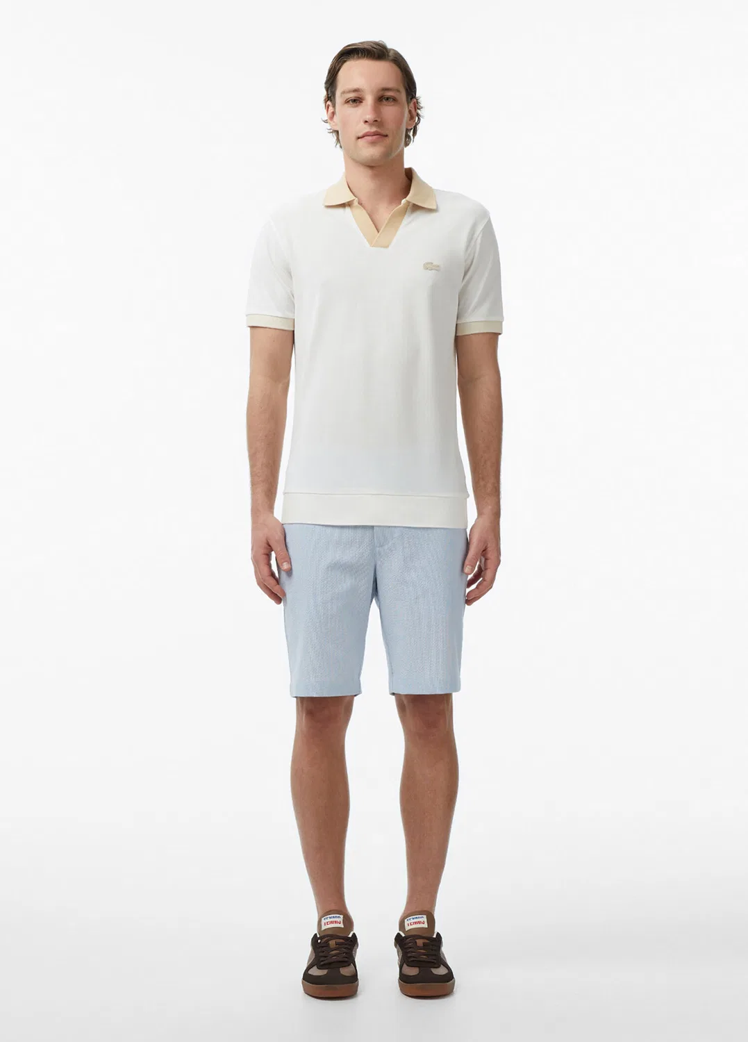 Поло Lacoste Regular Fit, кремовый — фото 4