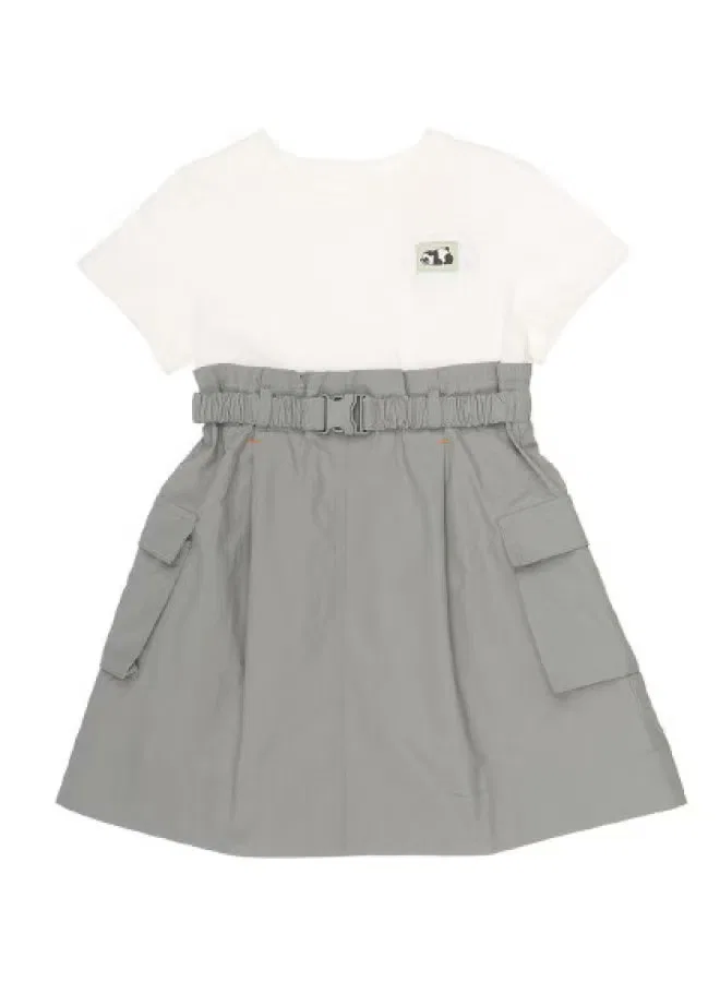 Платье-футболка с коротким рукавом с кнопками Zara, белый/серый