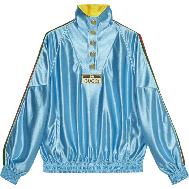 

Толстовка Gucci Shiny Jersey Sweatshirt With Web, синий