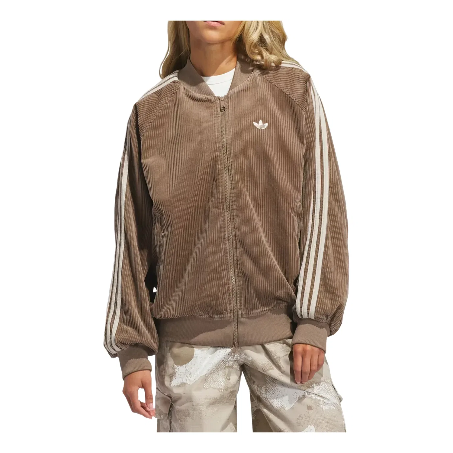 Женская куртка Corduroy SST Oversized Track Top Asia Sizing 'Khaki' adidas, хаки