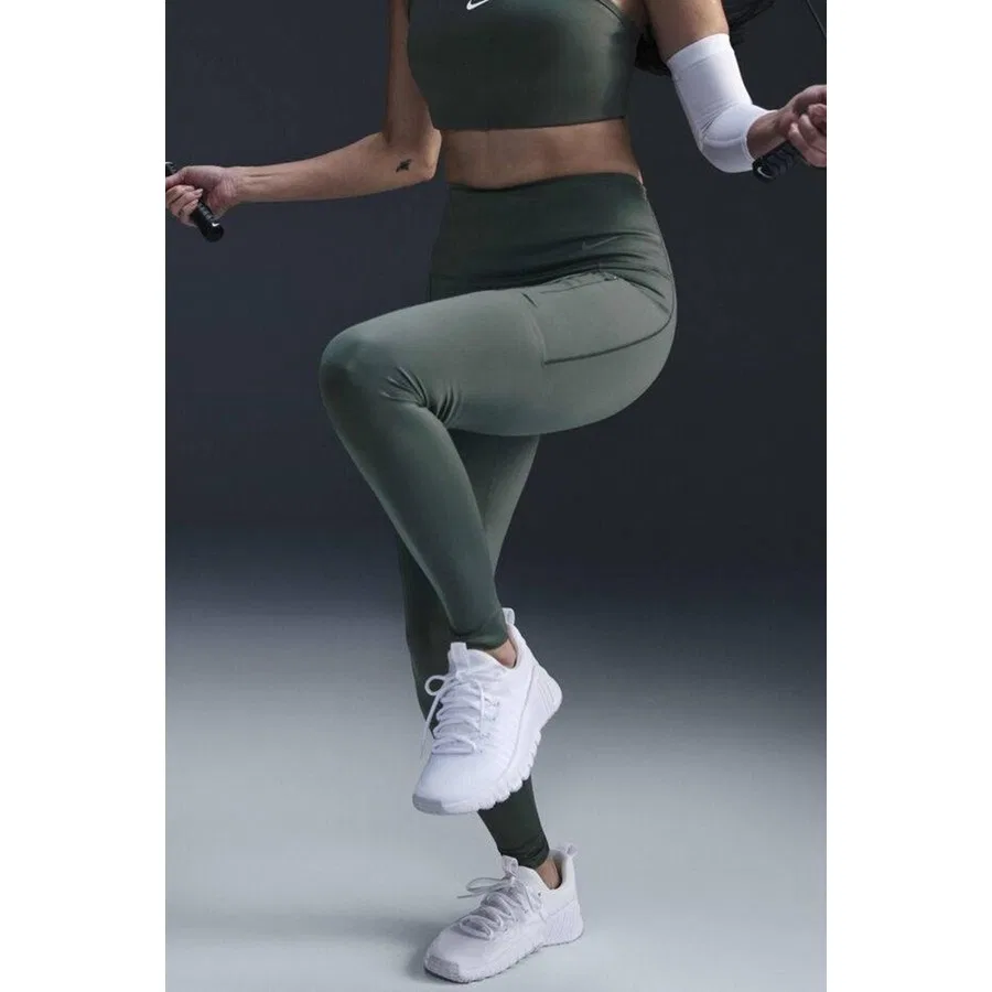 Женские тренировочные леггинсы с высокой посадкой и 6 карманами Nike Go Firm Support, Темно-зеленый