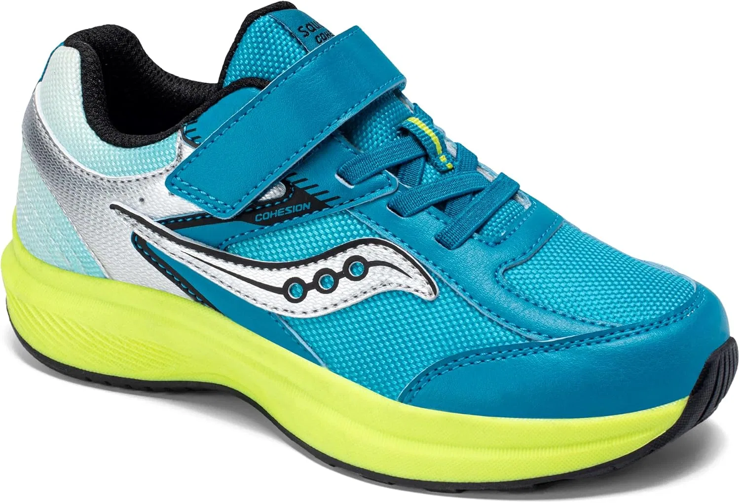 Детские кроссовки с альтернативной застежкой Cohesion Kdz Saucony, Turq/Lime