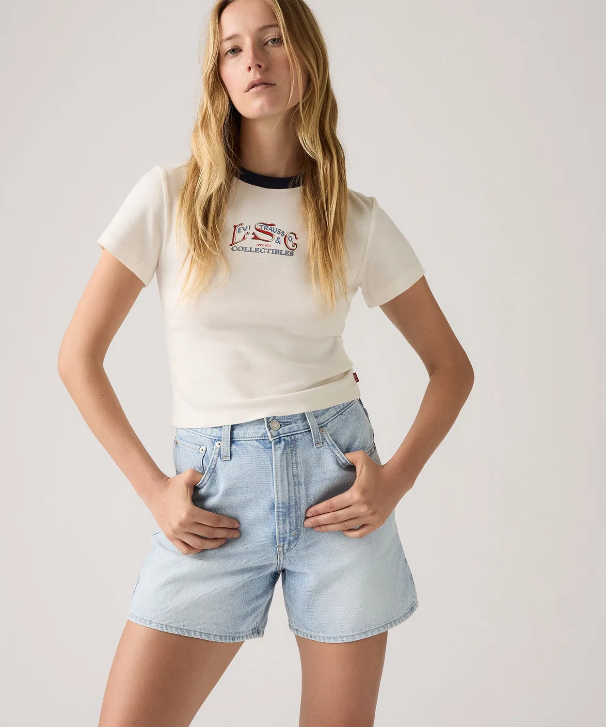 Женская хлопковая футболка с принтом Levi's, Navy — фото 3