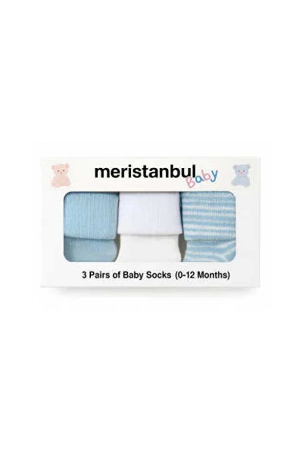 Детские носки для новорожденных набор 3 пары Meristanbul, Blue