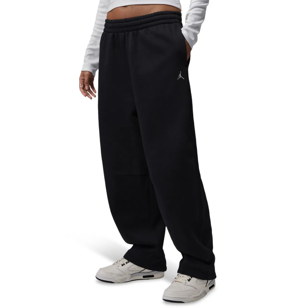 Женские брюки с широкой штаниной из футера Jordan Brooklyn Fleece, Black