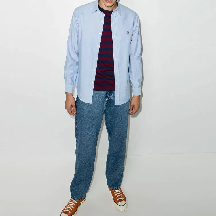 Мужская классическая рубашка оксфорд Polo Ralph Lauren, Blue — фото 4