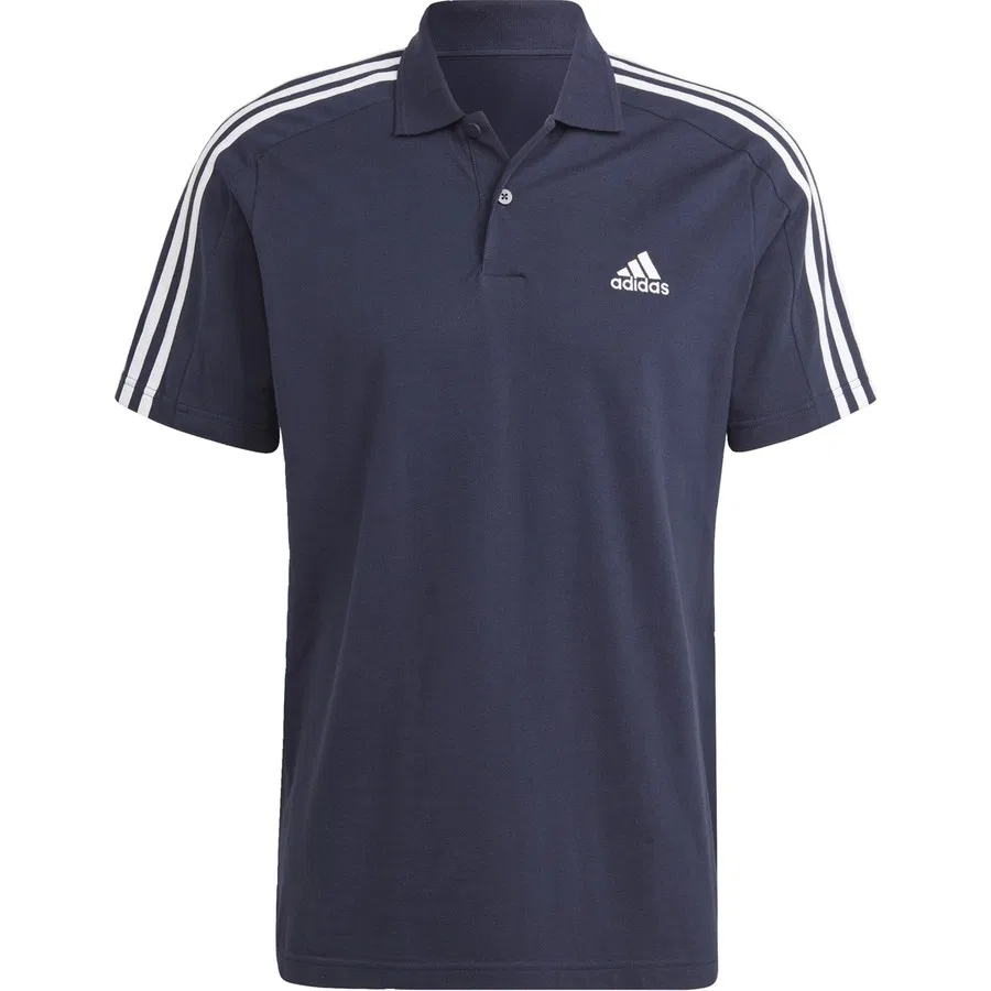 Поло с длинным рукавом adidas Sportswear IC9311 Essentials Piqué Embroidered Small Logo 3-Stripes, Сине-белый — фото 3