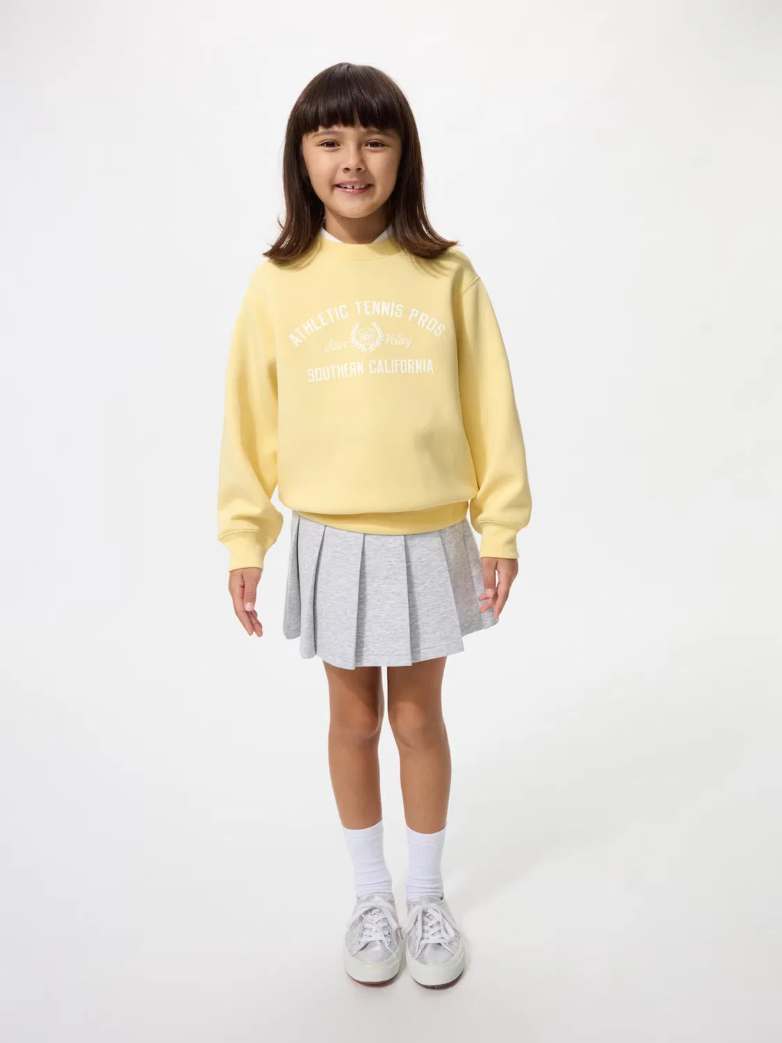 Юбка Uniqlo Мини, для девочек, из хлопка, серый