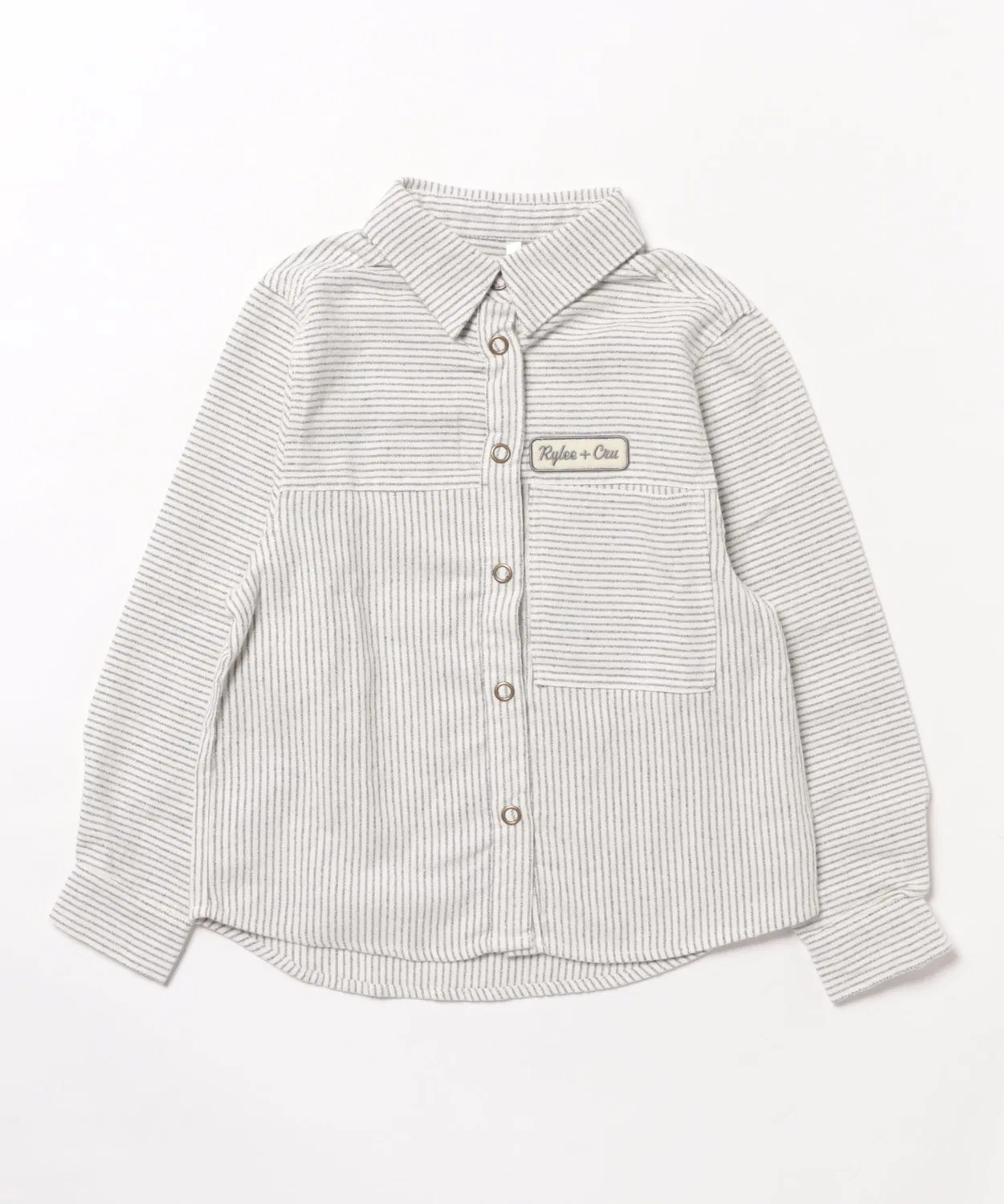 Детская рубашка с воротником и пуговицами Rylee + Cru, модель Walker Overshirt, White/Blue