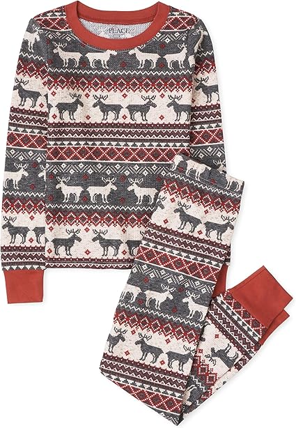 

Пижама The Children's Place Family Christmas and Holiday, серый/красный