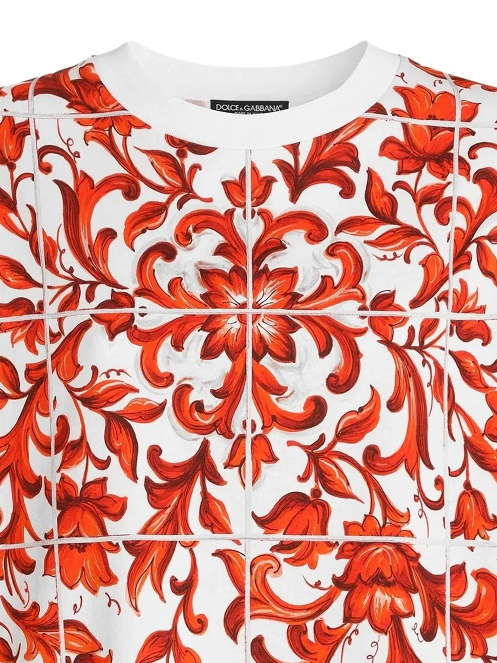 Футболка из джерси с принтом Majolica Dolce & Gabbana, белый — фото 2