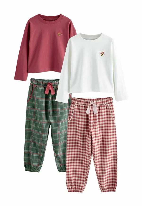 Пижамный комплект из хлопка Regular fit - check 2 pack, Next, красный, зеленый