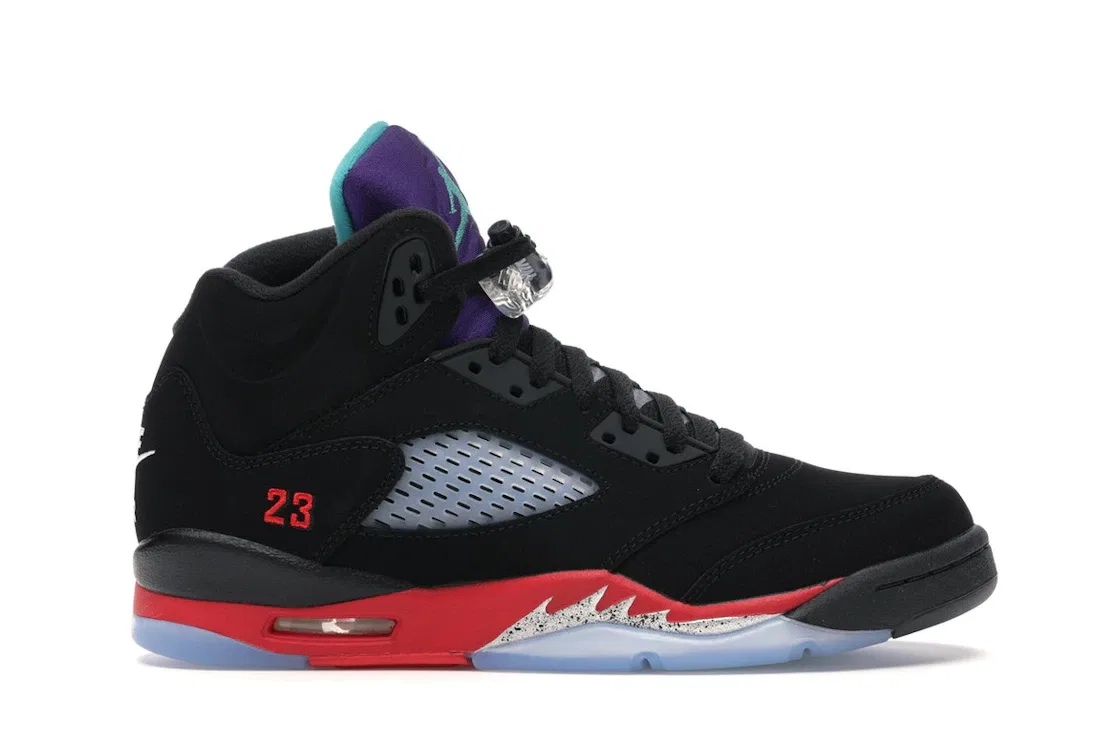 Детские кроссовки Lifestyle с принтом Jordan 5 Retro Top 3 Jordan, Black/Fire Red-Grape Ice-New Emerald
