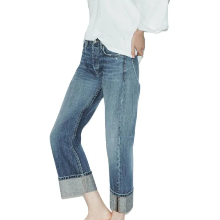Женские джинсы прямого кроя, темно-синие, ZARA, Dark Blue — фото 4