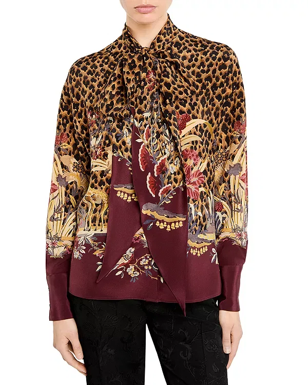 Женская блуза с галстуком-завязкой Etro, Printed Bordeaux