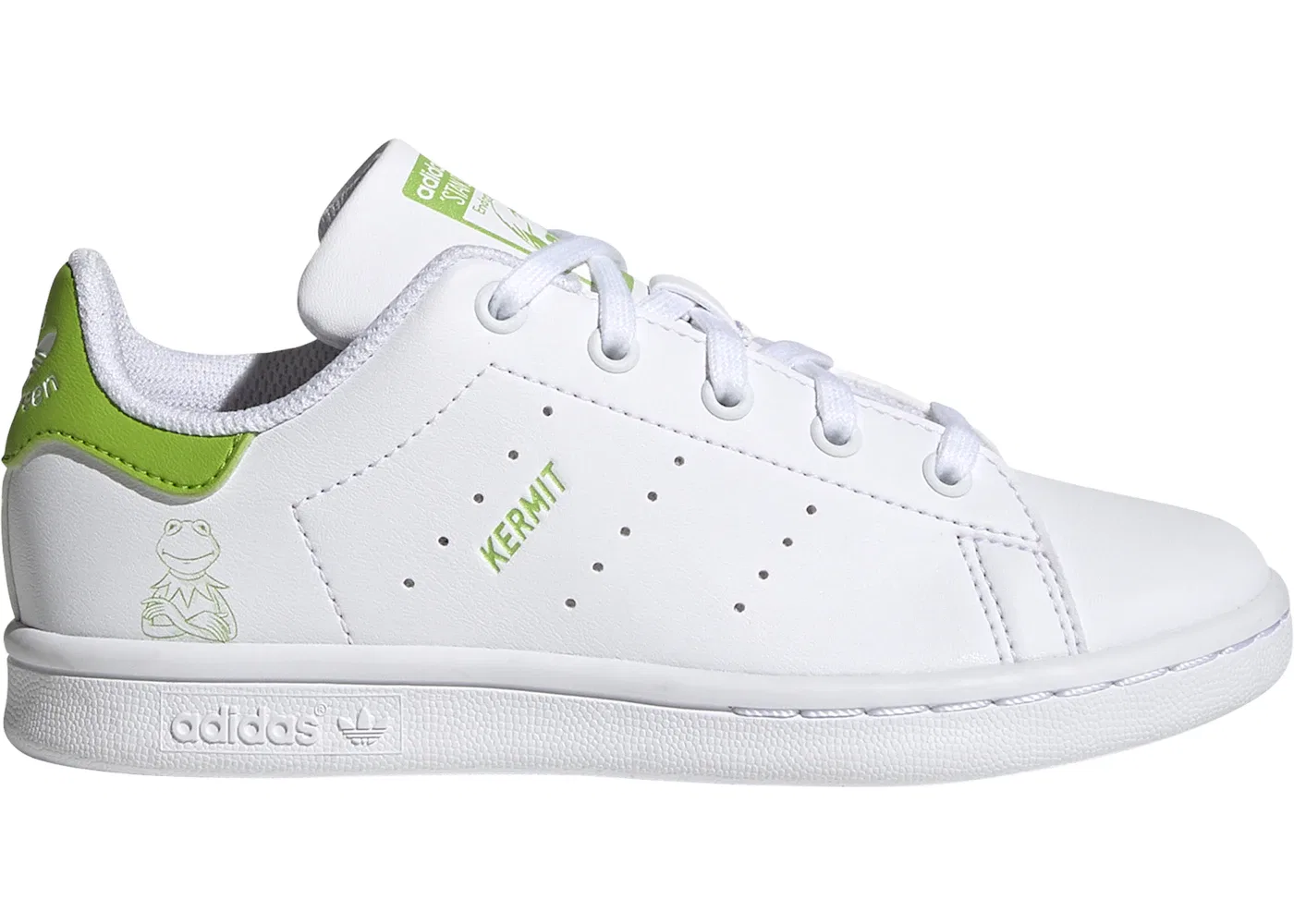 Детские кроссовки для мальчиков с принтом Adidas Stan Smith Kermit, Cloud White/Pantone/Cloud White