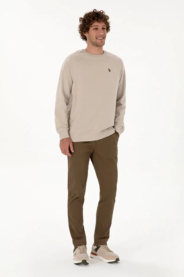 Мужские брюки узкие из ткани с брендом U.S. Polo Assn., Khaki — фото 3
