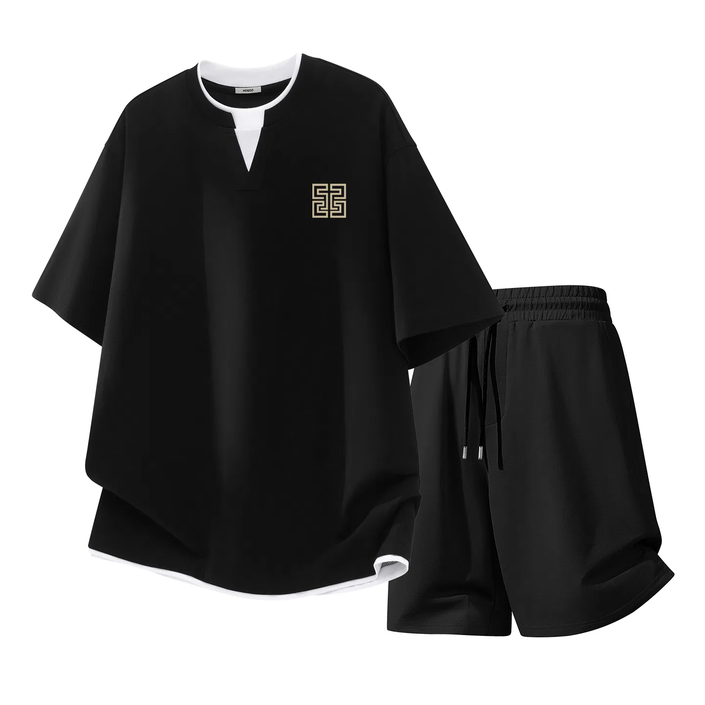 Детский комплект спортивной одежды из хлопка MINISO, Black