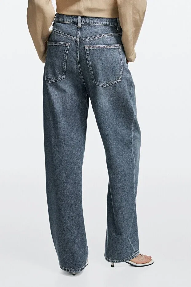 Женские джинсы-бабочка с завышенной талией Massimo Dutti, Blue — фото 3