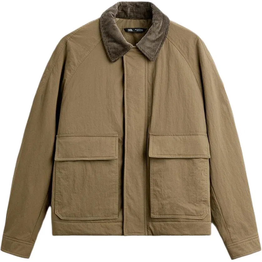 Мужской пуховик с лацканами, средней длины Puffer Jacket, ZARA, Sea Blue — фото 3