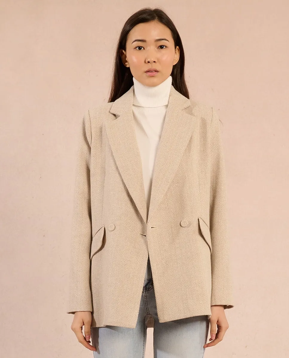 

Женский блейзер с длинным рукавом, воротником и лацканами Molly Bracken, бежевый