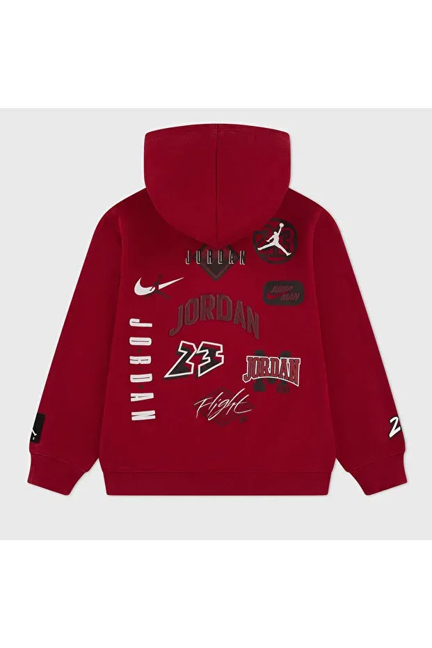 Детское худи для девочек с принтом Jdb mj dynasty ft po hoodie kids red sweatshirts 95f569-r78 Nike, Red — фото 2
