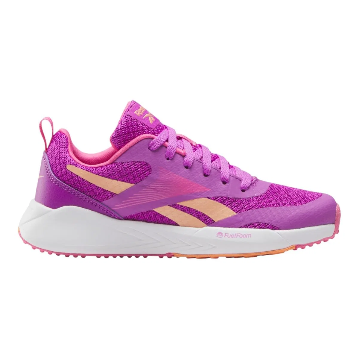 Детские кроссовки для девочек с технологией FuelFoam Energen Run Reebok, Purple Rave True Pink Sunkissed Orange