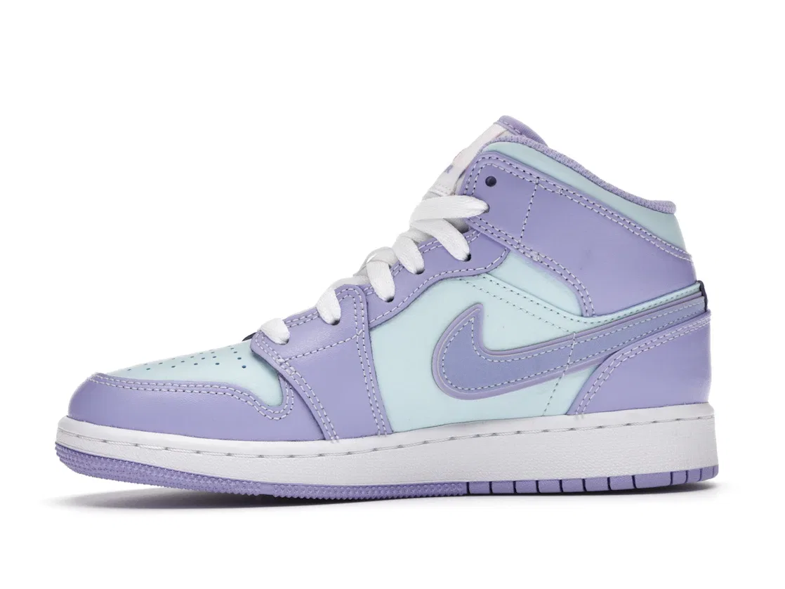 Детские кроссовки Lifestyle с принтом Jordan 1 Mid Purple Aqua Jordan, Purple Pulse Arctic Punch — фото 3