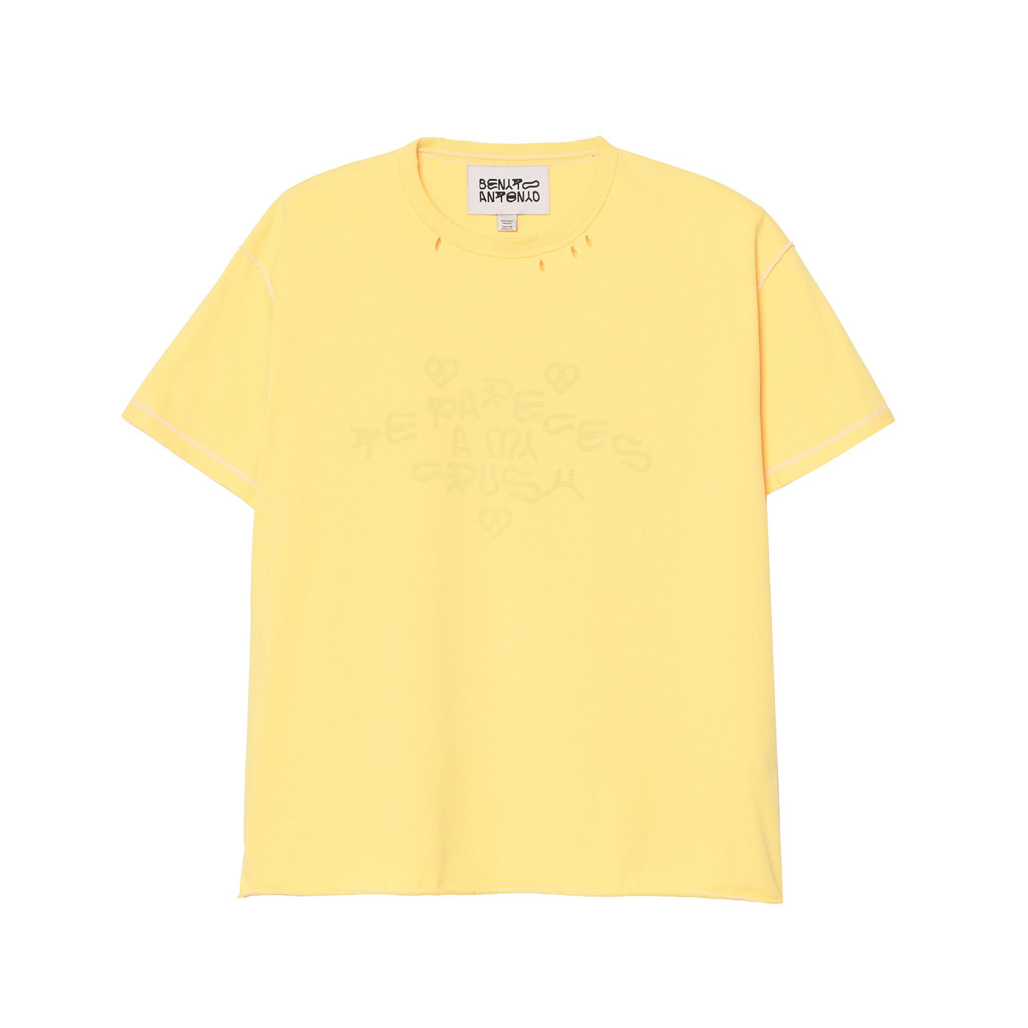 Футболка Zara Benito Antonio Collection Faded Reverse-Effect Crush Slogan, желтый — фото 3
