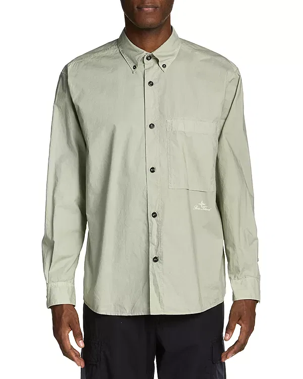 Мужская рубашка свободного кроя Camicia Relaxed Fit Shirt Stone Island, Sage