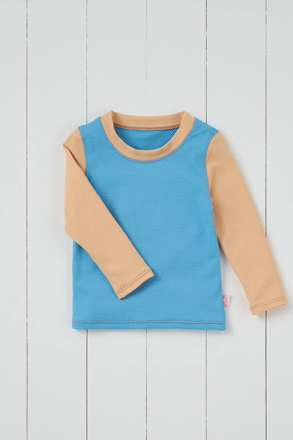 Детский лонгслив с принтом Honeycomb Waffle Grass & Air, Turquoise