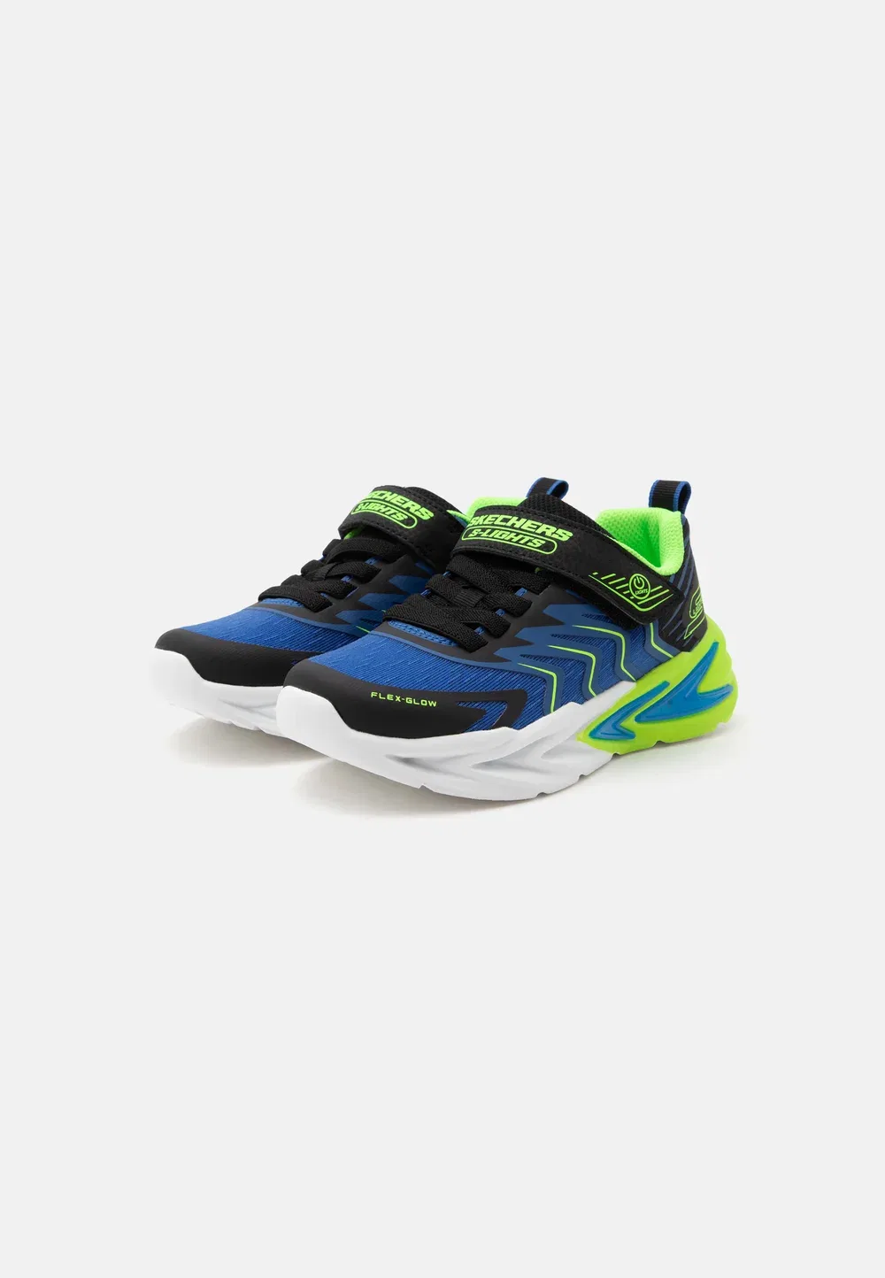Кроссовки Flex Glow Ultra Skechers, Black/Blue/Lime — фото 2